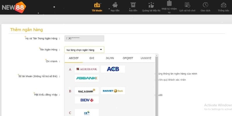 Điền đầy đủ thông tin vào biểu mẫu để thực hiện rút tiền KUBET